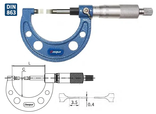 Dasqua 0-25mm Bıçak Ağızlı Mekanik Mikrometre 4570-1005 ürün görseli 1