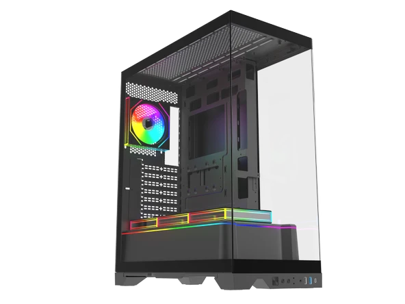 Quantum Gaming Shadowforge Type-C 4x ARGB Fan Full Size ATX Siyah Çelik Gövde PSU'SUZ Gaming Kasa ürün görseli 1
