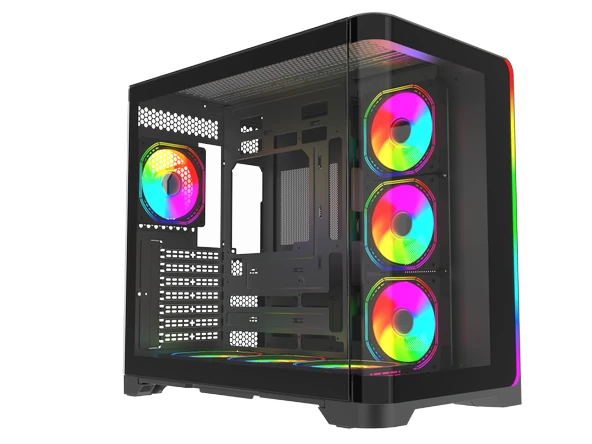Quantum Gaming Stormforge Type-C 7x ARGB Fan Full Size ATX Siyah Çelik Gövde PSU'SUZ Gaming Kasa ürün görseli 1