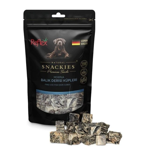 Reflex Snackies Natural Balık Derisi Küpleri Tahılsız Köpek Ödül Maması 130gr ürün görseli 1