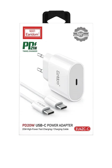 Earldom EU42C-C Type-C Çıkışlı Type-C to USB-C Kablolu PD Hızlı Şarj Cihazı 20W ürün görseli 1
