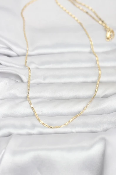CM 14K Gold Renk Lazerli Zincir Model 60 cm Kadın Kolye ürün görseli 1