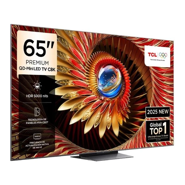 TCL 65C8K 65'' 164 Ekran Uydu Alıcılı 4K Ultra HD Google QD MiniLED TV ürün görseli 1