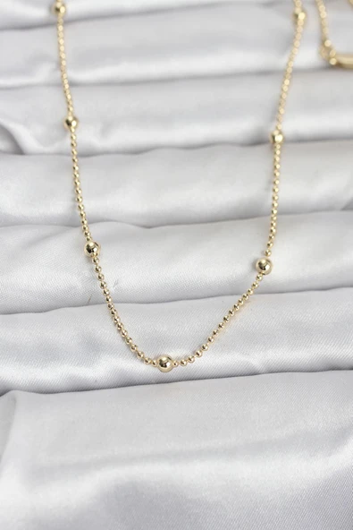 CM 14K Gold Renk Top Zincir 60 cm Kadın Kolye ürün görseli 1