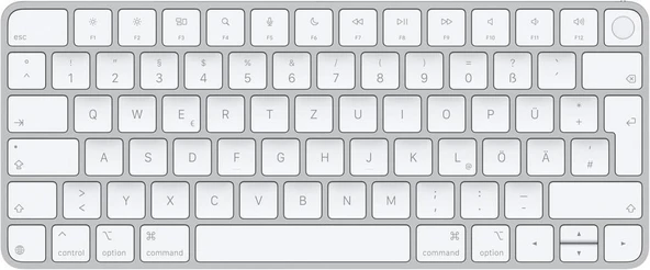 Apple Touch ID özellikli Magic Keyboard: Bluetooth, şarj edilebilir. Apple çipe sahip Mac bilgisayarlarla çalışır; Türkçe F Klavye, Beyaz Tuşlar (Lightning) Outlet ürün görseli 1