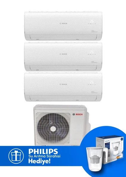 Bosch Multi Split İnverter Klima 28000 Btu 1 Dış + 3 İç Ünite 9+9+12 Btu (Su Arıtma Sürahisi Hediyeli) ürün görseli 1