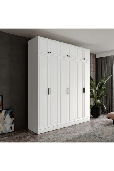 GuneyStore Ücretsiz Montaj Milas 6 Kapaklı Komple MDF Yüklüklü Gardırop ürün görseli 1