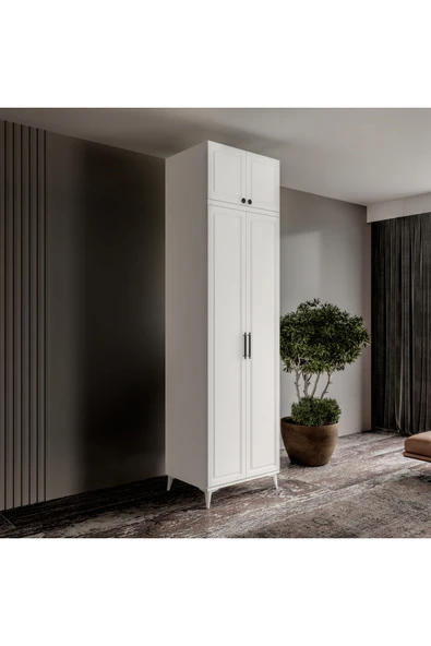 GuneyStore Ücretsiz Montaj Milas 2 Kapaklı Komple MDF Ayaklı Yüklüklü Gardırop ürün görseli 1