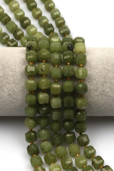 Prehnite Doğal Taş Dizi 9 mm Küp Kesim - DZ-1131 ürün görseli 1