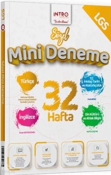 8. Sınıf LGS Sözel 32 Hafta Mini Deneme İntro Yayınları ürün görseli 1