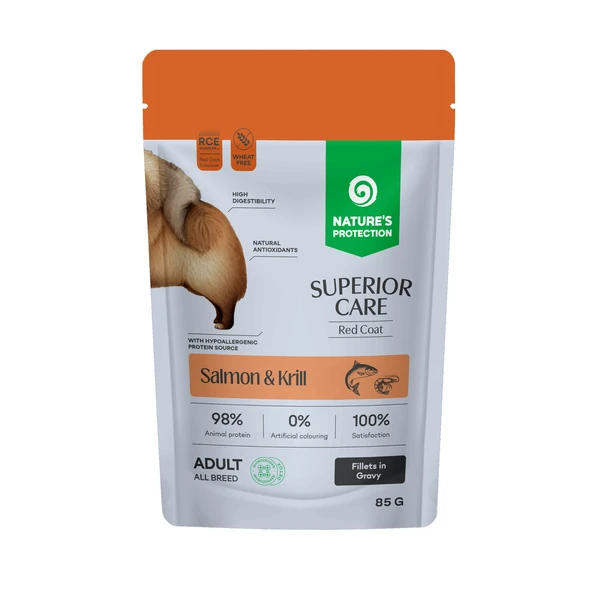 Nature’s Protection Superior Care Kızıl Tüylü Köpekler İçin Somonlu & Krilli Sos İçinde Yaş Köpek Maması 85g ürün görseli 1