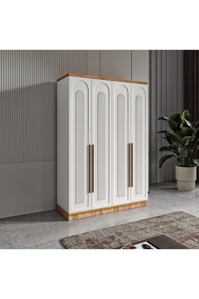 GuneyStore Ücretsiz Montaj Flora 4 Kapaklı Komple MDF Gardırop - Elbise Dolabı ürün görseli 1