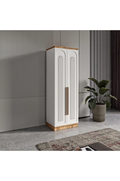 GuneyStore Ücretsiz Montaj Flora 2 Kapaklı Komple MDF Gardırop - Elbise Dolabı ürün görseli 1