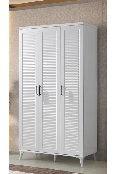 GuneyStore Ücretsiz Montaj Komple Mdf Paris 3 Kapaklı Beyaz Gardırop Elbise Dolabı ürün görseli 1