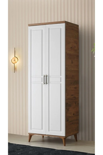 GuneyStore Ücretsiz Montaj Komple Mdf Sport 2 Kapaklı Atlantik Çam/beyaz Gardırop Elbise Dolabı ürün görseli 1