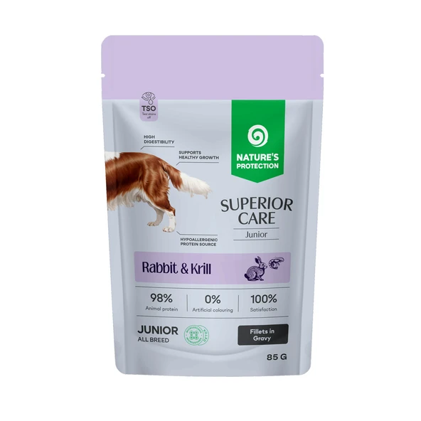 Nature’s Protection Superior Care Tavşanlı & Krilli Sos İçinde Yavru Köpek Yaş Maması 85g ürün görseli 1