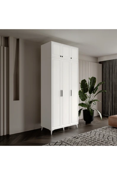 GuneyStore Ücretsiz Montaj Milas 3 Kapaklı Komple MDF Ayaklı Yüklüklü Gardırop ürün görseli 1