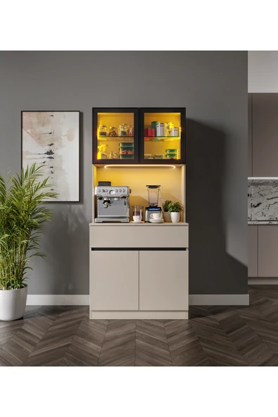 GuneyStore Viona Kum Beji Mini Komple MDF LED Aydınlatmalı Kahve Köşesi ürün görseli 1