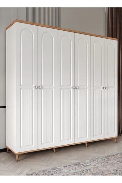 GuneyStore Ücretsiz Montaj BOHEM 6 Kapaklı Komple Mdf  Gardırop ürün görseli 1