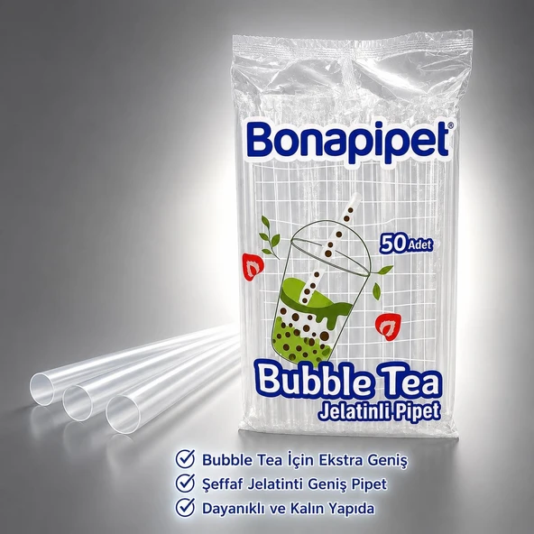 Bubble Tea Pipeti 12 mm x 22 cm 50 Adet x 3 Paket ürün görseli 1