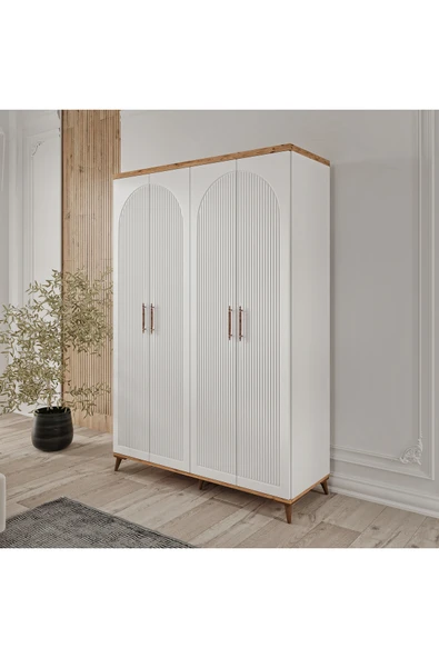 GuneyStore Ücretsiz Montaj - Nevada 4 Kapaklı Komple MDF Gardırop - Elbise Dolabı ürün görseli 1
