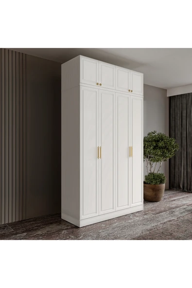 GuneyStore Ücretsiz Montaj Milas Gold 4 Kapaklı Komple MDF Yüklüklü Gardırop ürün görseli 1