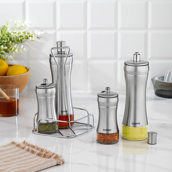 Schafer Retro Yağlık+Sirkelik Seti 5 Parça-Inox ürün görseli 1