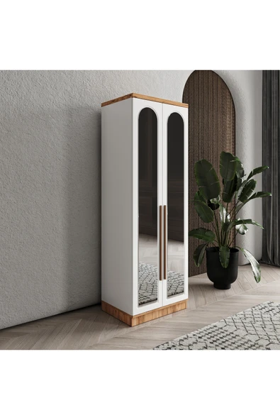 GuneyStore Ücretsiz Montaj Rosa 2 Kapaklı Aynalı Komple MDF Gardırop - Elbise Dolabı ürün görseli 1