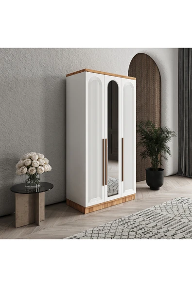 GuneyStore Ücretsiz Montaj Rosa 3 Kapaklı Komple MDF Aynalı Gardırop - Elbise Dolabı ürün görseli 1