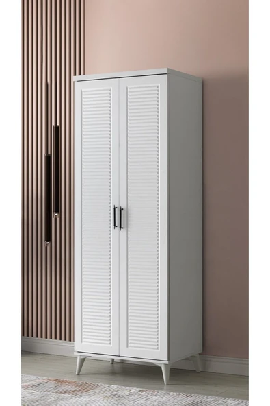 GuneyStore Ücretsiz Montaj Komple Mdf Paris 2 Kapaklı Beyaz Gardırop Elbise Dolabı ürün görseli 1