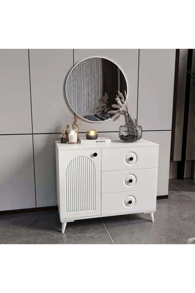 GuneyStore Oslo Komple MDF Beyaz Aynalı Şifonyer - Ücretsiz Montaj ürün görseli 1