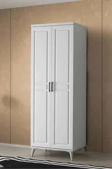GuneyStore Ücretsiz Montaj Komple Mdf Sport 2 Kapaklı Beyaz Gardırop Elbise Dolabı Gardolap ürün görseli 1