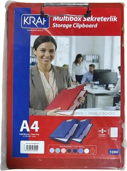 KRAF SEKRETERLIK SAKLAMA BOLMELI A4 1080 KIRMIZI ürün görseli 1