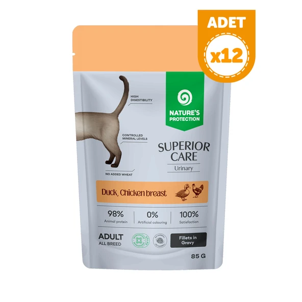 Nature’s Protection Superior Care Urinary Ördekli & Tavuk Göğüslü Sos İçinde Yaş Kedi Maması 85g (12 Adet) ürün görseli 1
