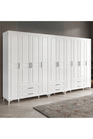 GuneyStore Ücretsiz Montaj Komple MDF Gözde 10 Kapaklı Beyaz Gardırop ürün görseli 1