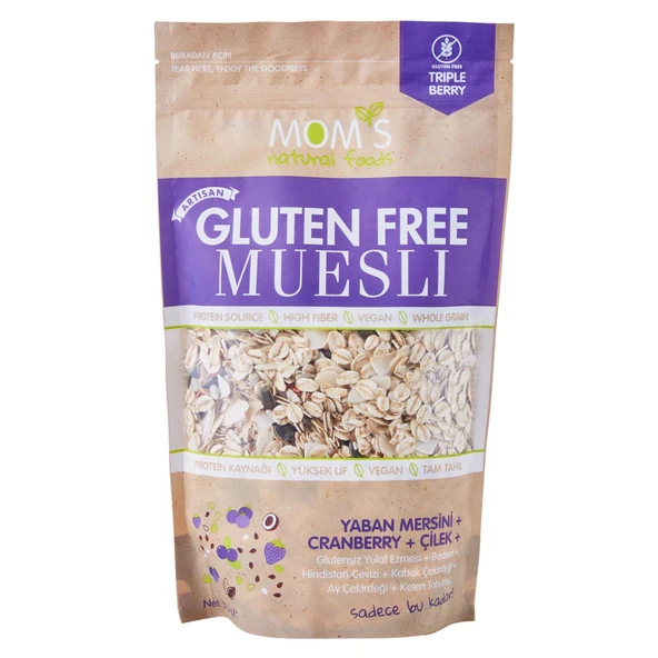 Mom's Natural Foods Glutensiz Muesli Yaban Mersini+Turna Yemişi+Çilek 300 g e ürün görseli 1