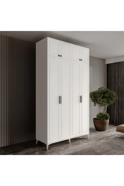 GuneyStore Ücretsiz Montaj Milas 4 Kapaklı Komple MDF Ayaklı Yüklüklü Gardırop ürün görseli 1