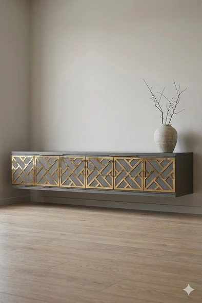 TDA1238AG AREX Duvara Montaj Tv Sehpası Antrasit-Gold 120cm ürün görseli 1