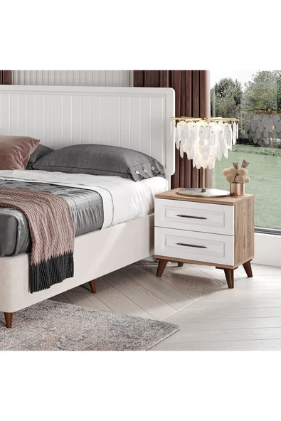 GuneyStore Sport Komple MDF Atlantik Çam - Beyaz Komodin - Ücretsiz Montaj ürün görseli 1