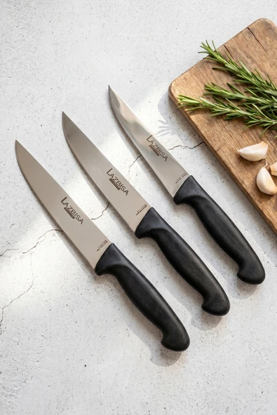 Silver Eco Serisi 3 lü Mutfak Bıçağı Et Ekmek Sebze Mutfak Bıçak Seti Siyah Sap ( Eco-247 ) ürün görseli 1