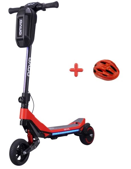 KX-02K ONVO 200 W ELEKTRIKLI ÇOCUK KIRMIZI SCOOTER - KASKLI ürün görseli 1