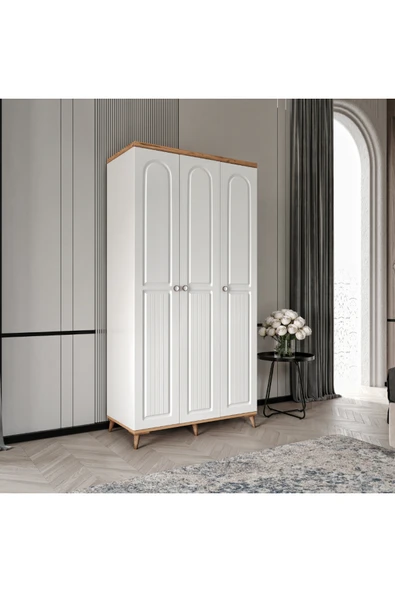 GuneyStore Ücretsiz Montaj Bohem 3 Kapaklı Komple MDF Gardırop - Elbise Dolabı ürün görseli 1