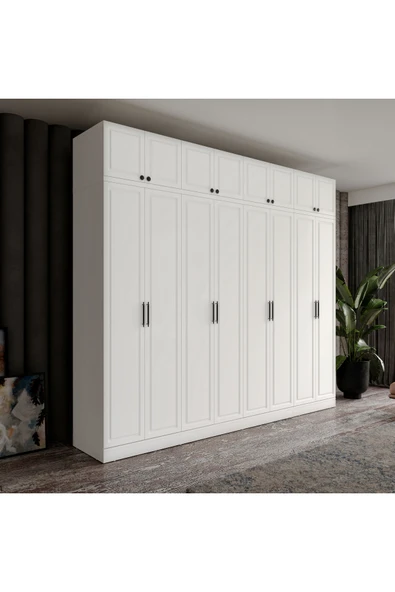 GuneyStore Ücretsiz Montaj Milas 8 Kapaklı Komple MDF Yüklüklü Gardırop ürün görseli 1