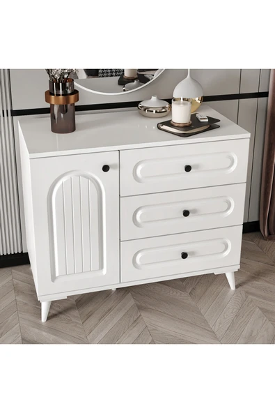 GuneyStore Roma Komple MDF Beyaz Şifonyer - Ücretsiz Montaj ürün görseli 1
