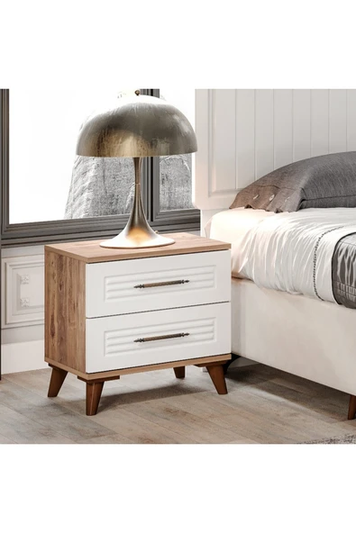 GuneyStore Paris Komple MDF Atlantik Çam - Beyaz Komodin - Ücretsiz Montaj ürün görseli 1