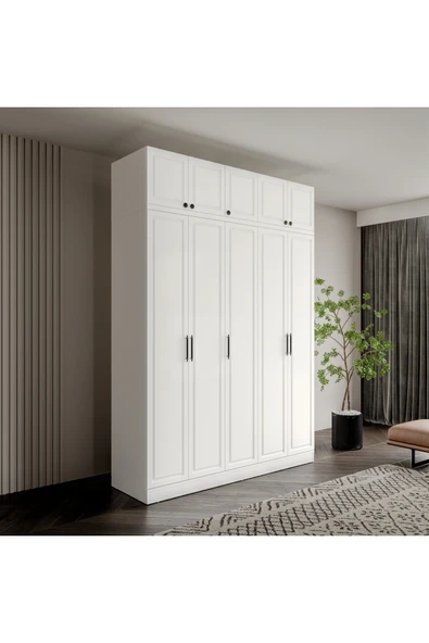 GuneyStore Ücretsiz Montaj Milas 5 Kapaklı Komple MDF Yüklüklü Gardırop ürün görseli 1