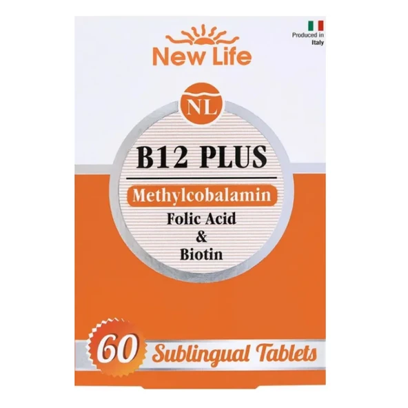 New Life B12 Plus Methylcobalamin Folik Asit ve Biotin İçeren 60 Dilaltı Tablet ürün görseli 1