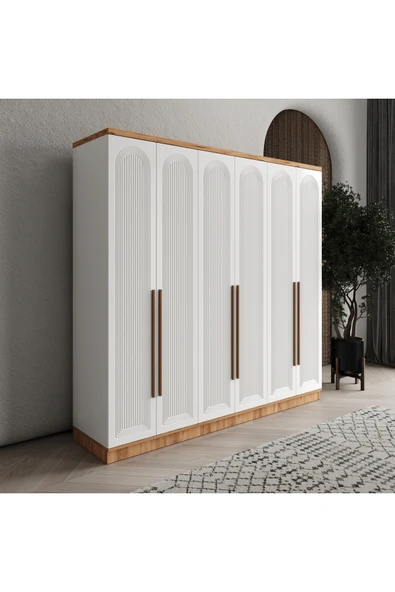 GuneyStore Ücretsiz Montaj Rosa 6 Kapaklı Komple MDF Gardırop - Elbise Dolabı ürün görseli 1