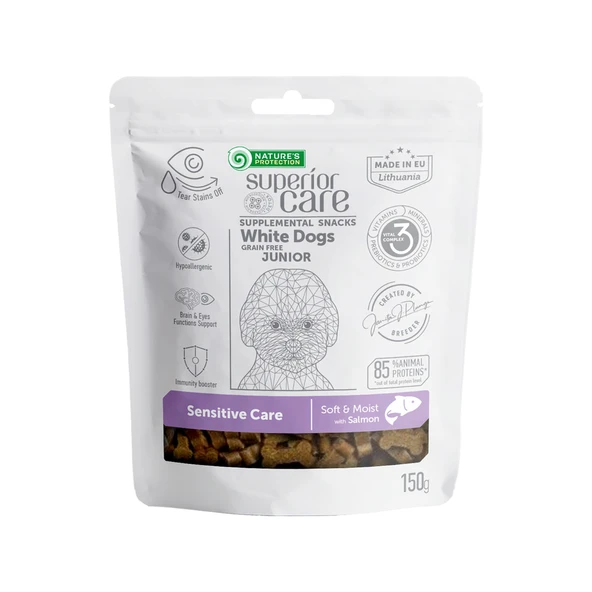 Nature’s Protection Superior Care Beyaz Tüylü Yavru Köpekler İçin Somonlu Hassasiyet Destekli Köpek Ödülü 150g ürün görseli 1