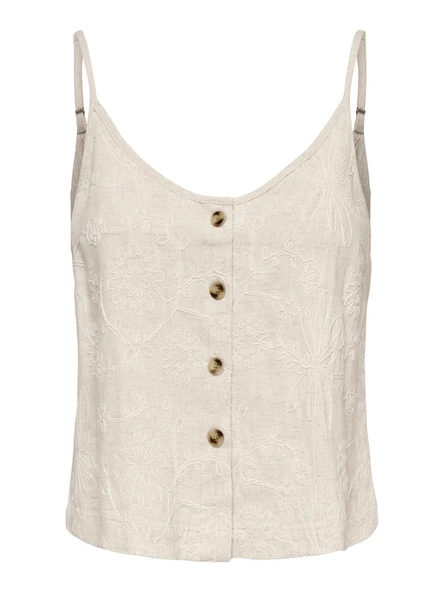 Only   ONLSIESTA LINEN BL EMB SINGLET PNT Kadın Gri Bluz - 15374121 ürün görseli 1